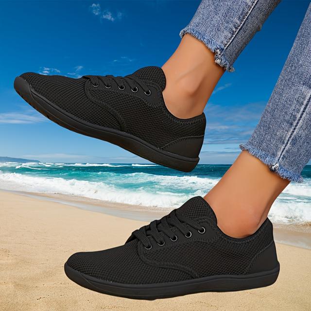 TEMU Women's Breathable Mesh Barefoot Sneakers - Wide Toe, Non-slip Rubber Sole For All