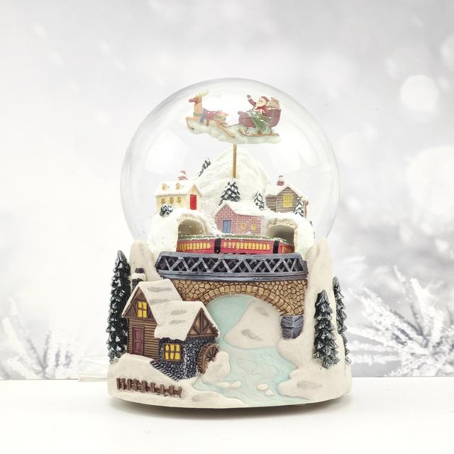 TEMU ., Weihnachtsmann Musikbox 100mm Schneekugel mit Rotierendem Zug, Weihnachts- und Neujahrsdekoration Geschenk