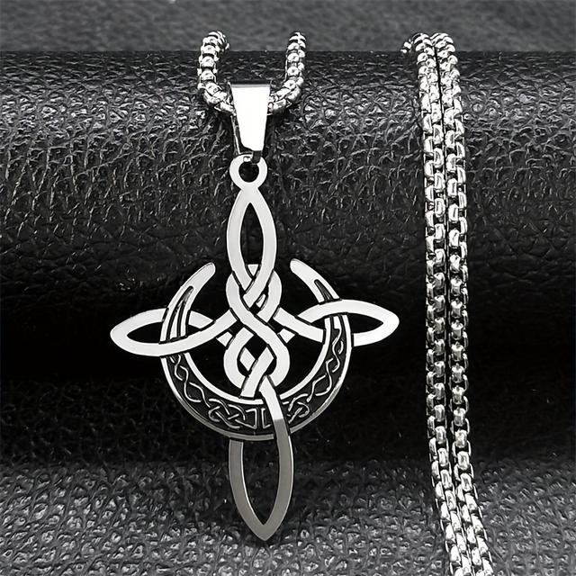 TEMU Knot Stainless Steel Necklace For Women Men Amulet Celtic Knot Collar Necklaces Jewelry N8148