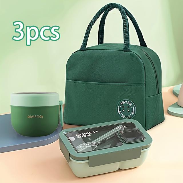 TEMU Juego de 3 loncheras, contenedor cuadrado de 850 ml, taza para desayuno y bolsa térmica el almuerzo