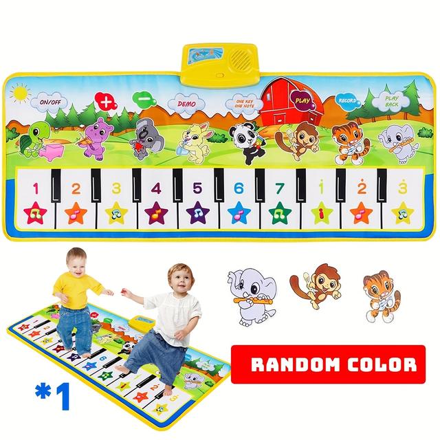 TEMU حصيرة لعب لوحة المفاتيح الموسيقية، حصيرة ألعاب تفاعلية باللمس، حصيرة موسيقية إلكترونية مدمجة وقابلة للطي، لعبة رقص، لعبة تجربة متعددة الاستخدامات ومتعددة الحواس، هدايا عيد ميلاد للأطفال