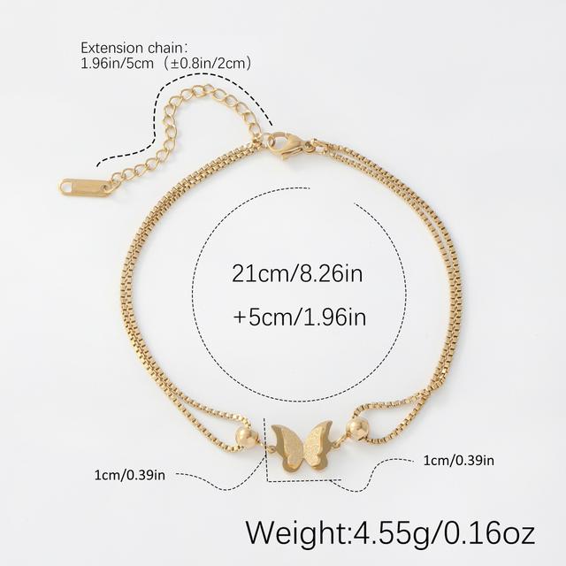 TEMU Női bokalánc, matt pillangó doboz lánczával, hipoallergén rozsdamentes acélból, tökéletes mindennapi viseletre vagy nyaralásra.