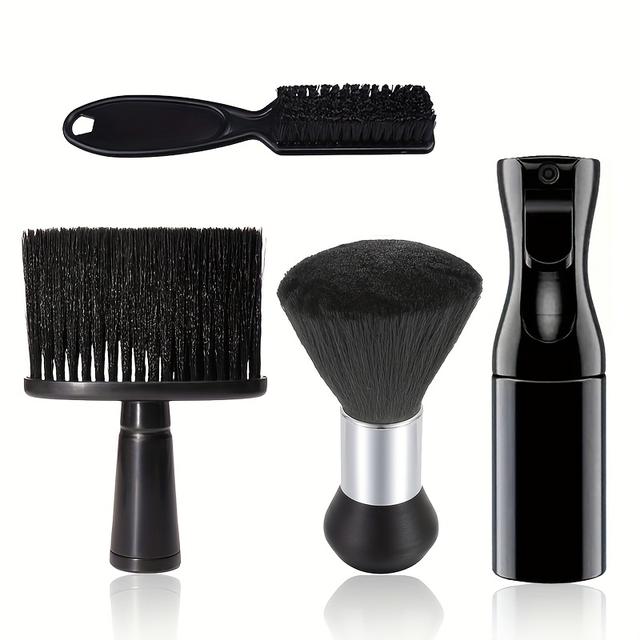 TEMU 4pcs Set: Hair Cutting Brush, Lint Brush, Spray Bottle, Soft Bristle Neck Dusting Brush, Professional Hairdressing Accessories, Suitable For Barber Shops And Salons