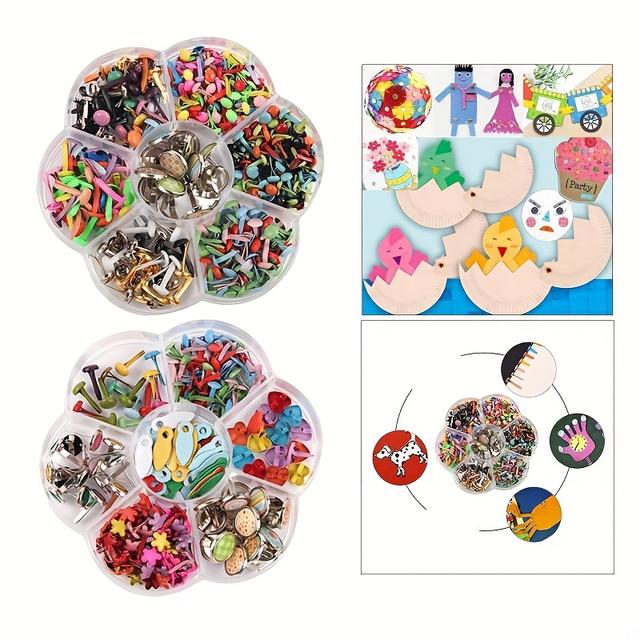 TEMU Mini Remaches Metálicos para Tarjetas, Pines para Papel , Sujeta Rápido 240 piezas