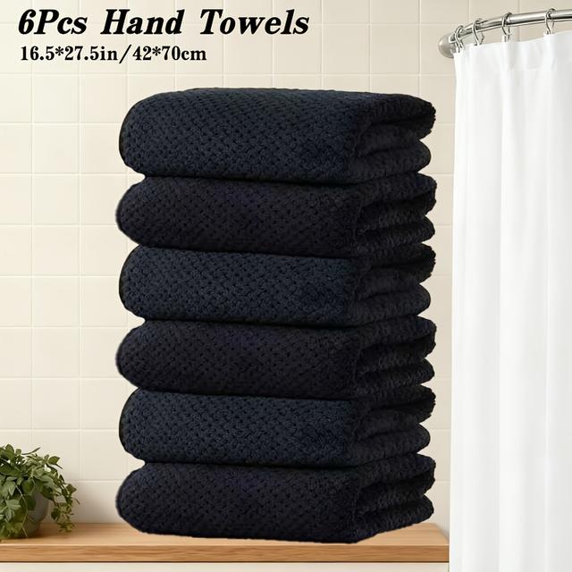 TEMU 6pcs Towel Set, Coral Towel Set, 6pcs 42 X 70cm Hand Towels, Quick-drying, Fast-absorbing, Lightweight, Ideal For Home, Hotel, And Spa Use, , Camping Towel Set