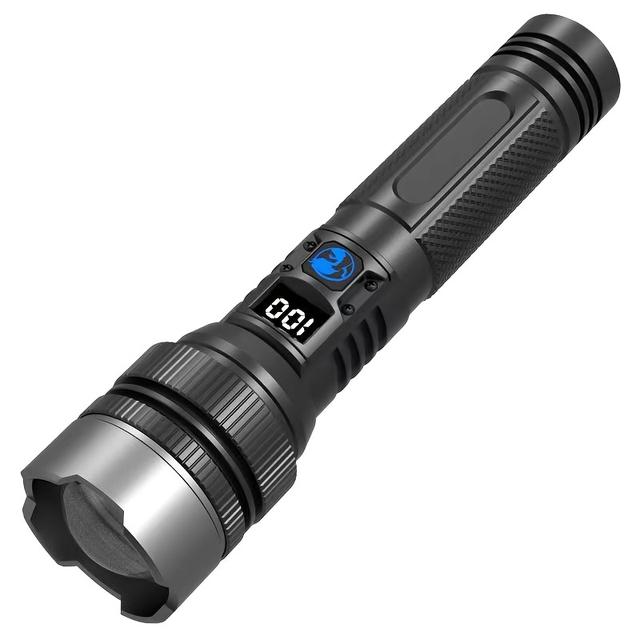 TEMU Led Flashlight, Portable Tactical Zoom Torch, With Built-in 18650 Lithium Battery, Usb Type-c Rechargeable, High- Emergency Light With Aluminum Lamp Shade, For Camping, Hiking, And Emergency Use