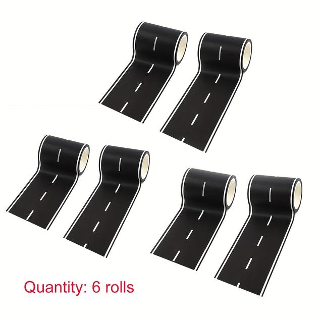 TEMU 2 Rolls/4 Rolls/6 Diy Craft Washi Tape, Tearable, Easy To Stick And Peel, Reusable Road Stickers, Suitable For Car Themed Party Supplies