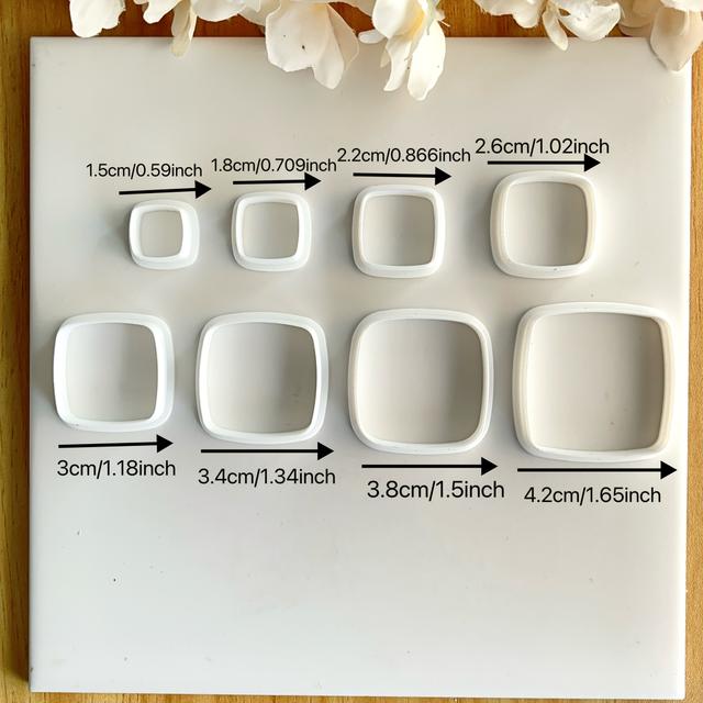 TEMU 8-teiliges Set aus quadratischen und dreieckigen Polymer-Tonformen, einfach geformte Keramik- und Tonformen für DIY Ohrringe, Anhänger, Broschen und Handwerkzeug zur Keramikerstellung