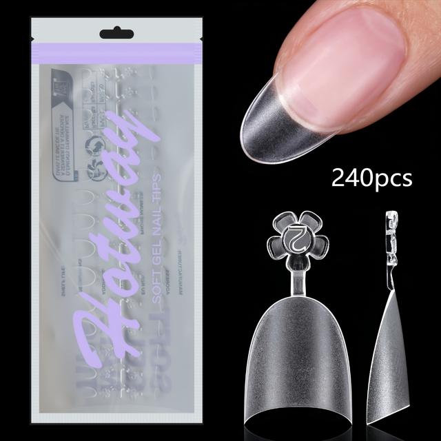 TEMU 120/240 Bagged Almond Acrylic Short For Nail Tips, 12 Sizes, Semi Covered Frosted Fake For Nail Tips, Perfect For Nail Art And Pressing For Nail Products At Home