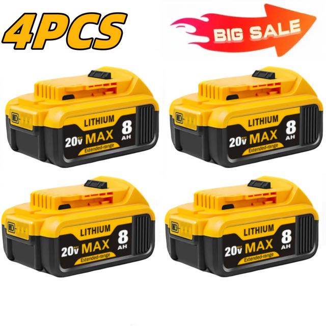TEMU 1/2/4/6pack 8.0ah Replacement Battery For Compatible With For 20v Max Batteries Dcb200 Dcb206 Dcb204 Dcb203 Dcb208 For 20v Cordless Power Tools