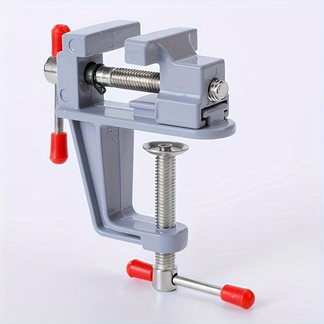 TEMU 1pc Mini Aluminum Alloy Bench Vise, Diy Table Vice Clamp, Small Flat Nose Pliers, Micro Workbench Vise Clamp For Woodworking, Jewelry Making, And Crafting