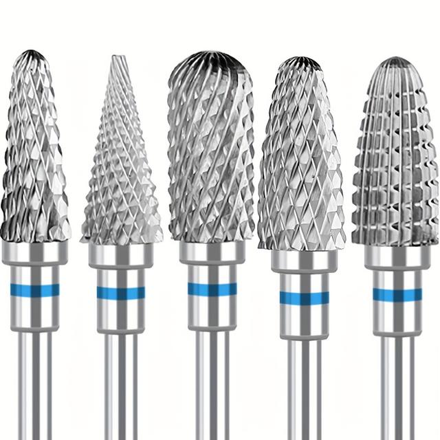 TEMU 5pcs Carbide Nail Drill Bit Set, Grinding Nails And Grinding Dead Light Beige, Removing Gel Nails, Manicure Tools And Supplies