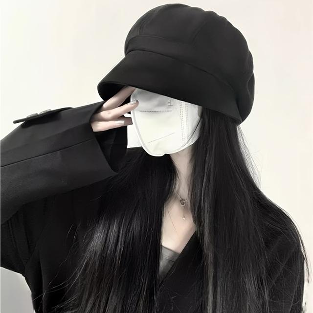 TEMU レディース＆韓国風スエードバケットハット - ブラック折りたたみサンハット 伸縮性付き 韓国風（K-Drama）イン シワになりにくい 旅行・ビーチ・パーティー用 手洗い可能 球形