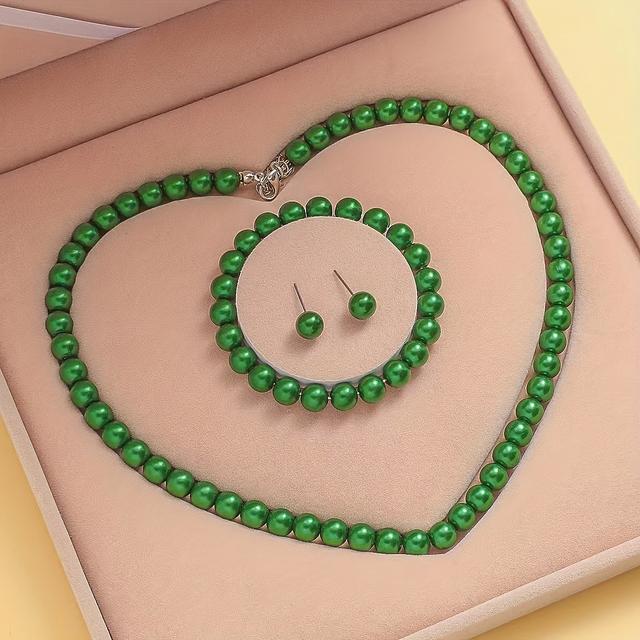 TEMU Colección de Joyería Elegante de de Perlas de 4 piezas - Hermoso Set de Collar, Pulsera y Aretes, para , Celebraciones, Noches Románticas y Regalos , Resaltando la Sofisticación (No )