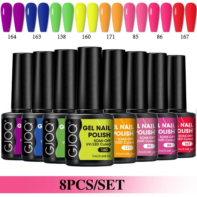 TEMU Halloween Serie Plastikflasche 8 Farben Set - Nagellack Neun Farben Set 2024 Herbst und Winter Neue Beliebte Farbe Fototherapie Nagellack Party Maniküre Set, Maniküre