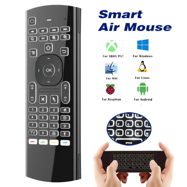 TEMU Mx3 2.4g Double-sided Wireless Air Mouse Remote Control With Layout , Backlight, Gyroscope, , Ir Learning- Perfect For Box, Smart Tv, Projector, Ps3, Etc.!
