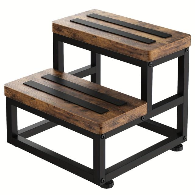 TEMU Two-step Stools, Height-increasing Ladders, Heavy-duty Stools And Wood, Shoe-changing Benches, Suitable For Types Of Rooms, Multifunctional Stools ( In Black And Brown).