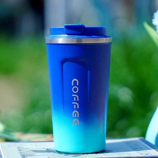 TEMU 17.2-ounce Stainless Steel Gradient Coffee Mug - Leak-proof, Dishwasher Safe With Lid - Drinks Hot Or Cold - Perfect For The Office, Reading, Camping - An Gift For Men And Women