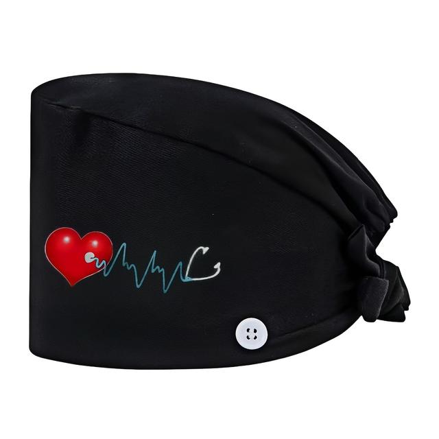 TEMU A Women's Printed Work Cap Featuring A Stethoscope Design, Stylish And Versatile, Suitable For Nurses, Beauticians, And Other Professionals, As Well As For Cleaning And Housekeeping Tasks