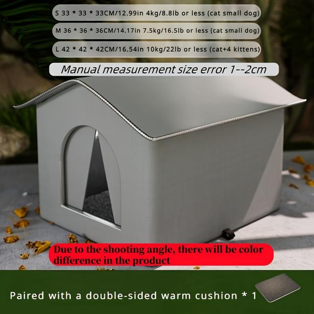 TEMU 1pc, 3 Sizes Of Comfortable Room-shaped Shelter For Cats And Dogs From Rain And Snow - Large Outdoor Space Nest, Durable Oxford Cloth, Four-season Protection Without Fear Of