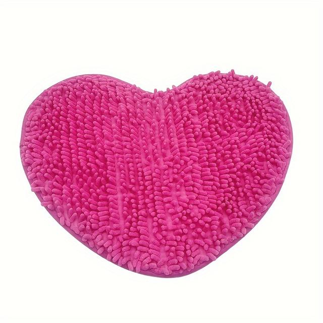 TEMU Peach Heart Chenille Rug - Anti-slip, Soft & Cozy For Bedroom, Bathroom, And Wedding Decor | Easy Clean | Perfect Valentine's Day Or New Year Gift