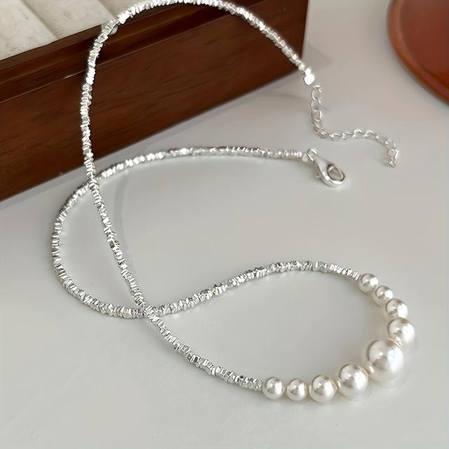 TEMU Valentine's Gift For : Handmade Freshwater Pearls Necklace French Minimalist Luxury, Elegant For Daily & Party Occasions