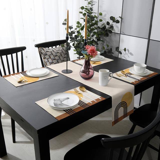 TEMU . 72 * 13 4 Stk. 12.6 * 16.5 Abstrakte Kunst Tischläufer Luxus-Set Hochzeitsbankett Dekoration Kaffee Tuch