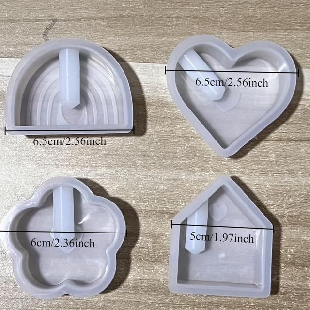 TEMU 4pcs Silicone Vase Molds For Diy Crafts - & Heart-shaped Flower Designs, & Flexible For Plaster, Resin Art, And Home Decor Gifts