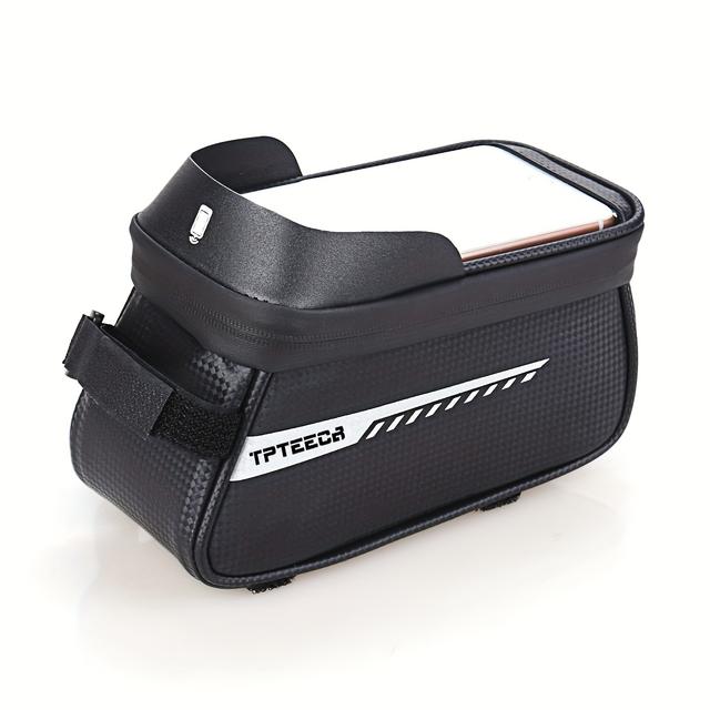 TEMU Tpteecr Bike Pannier With Tpu Touchscreen Sunshade And Rain Cover - High Quality Front Bike Rack Bag For Mountain Bikes, Bicycle Storage And Phone Holder