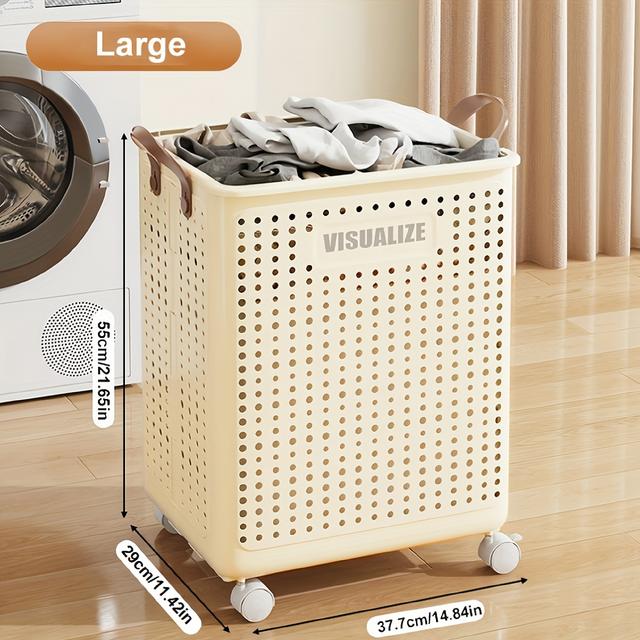 TEMU Large Capacity Breathable Laundry Basket - Hygienic, Separate & Sort Dirty Clothes For Home Bathroom Organization