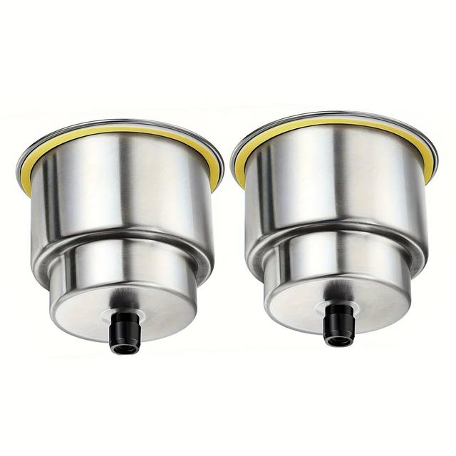 TEMU 4 stk/2 stk koppholder, marinebåt rustfritt stål innfelt koppform drikkeholder med avløp