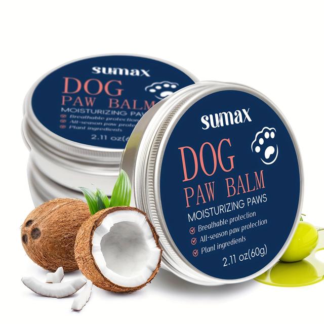 TEMU Sumax Dog Paw Balm - 60g, Portable And Highly Moisturizing, Provides Deep Hydration, Enriched With Vitamin E And Jojoba Oil, Suitable For Care Of Pets' Noses And Paws, For Both Cats And Dogs