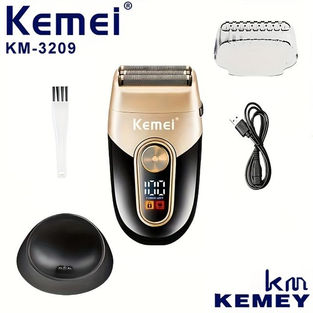 TEMU Kemei Km-3209 High Quality Double Layer Reciprocating 3 Head Lcd Eye Shaver