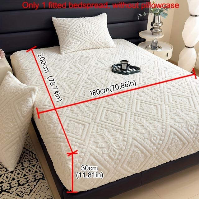 TEMU 1ks Minimalistický moderní jednobarevný zateplený prostěradlo, ložnice 3D řezaný květinový povlak na matraci, chránič matrace, ložní prádlo, bez povlaku na polštář