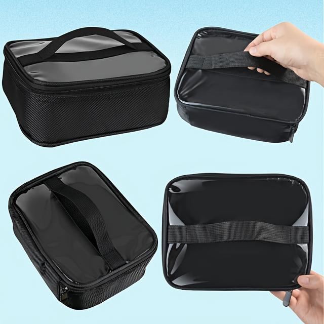 TEMU Transparent Waterproof Pvc Cosmetic & Travel Organizer Pouch - Compact Portable Makeup Bag With Sturdy Handles, Durable Clear Storage For Toiletries, Tech Accessories, Unisex For Adults