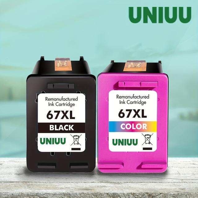 TEMU 2-pack Uniuu 67xl High- Remanufactured Ink Cartridge - Replacement For 67 Xl, Compatible With 2700/2755/4100/6000/6400 Series Printers (2 Cartridges), Printer Cartridges, Cartridges