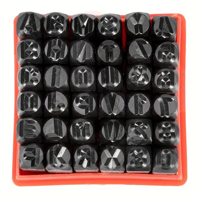 TEMU A Set Of 36pcs Of 3/16 Inch (5 Mm) Iron Letter And Number Stamps For Jewelry Making, Including Letters A To Z And Numbers 0 To 9.