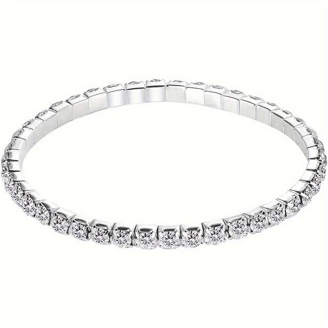 TEMU Pulseras de tenis minimalistas y elegantes con diamantes de para mujer, disponibles en sets de 1, 5