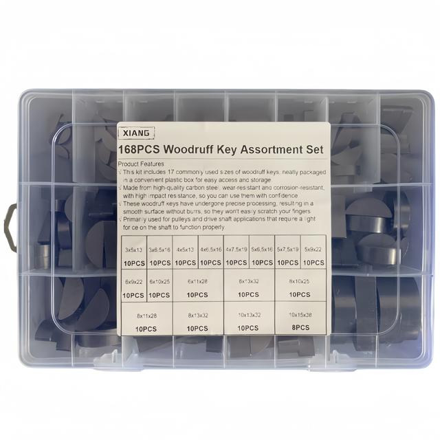 TEMU 168 Stück, 17 Größen von Halbkreis-Schlüssel-Sets, Kohlenstoffstahl Holzmutter-Schlüssel, Metrische Befestigungsteile Kombination, Geeignet für die Mechanische Industrie