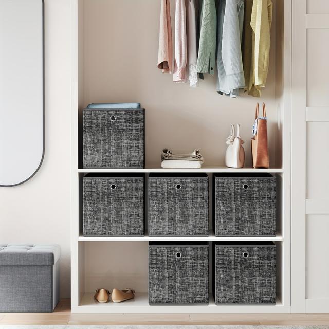 TEMU Aufbewahrungsboxen, Set aus 6 Stück, Vliesstoffbox mit Griff, 33 x 33 x 33 cm, passend für Würfelregale, faltbar, Kleideraufbewahrung