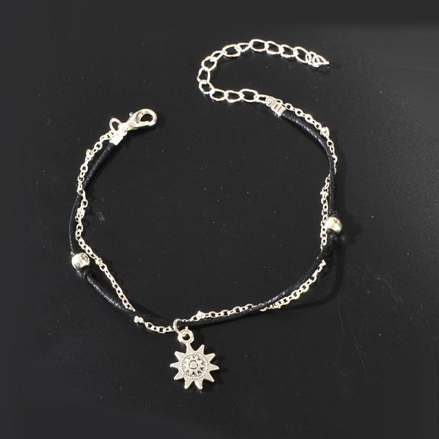 TEMU Minimalist Summer Double Layer Chain Anklet Holiday Foot Jewelry