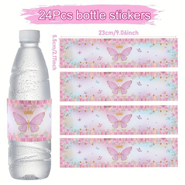 TEMU Set Of 24 Pink Stickers For Bottles, Ideal For Birthday Celebrations, Wedding Showers, Baby Showers, And -themed Parties. Perfect For Decorating Bottles And Gift Packaging