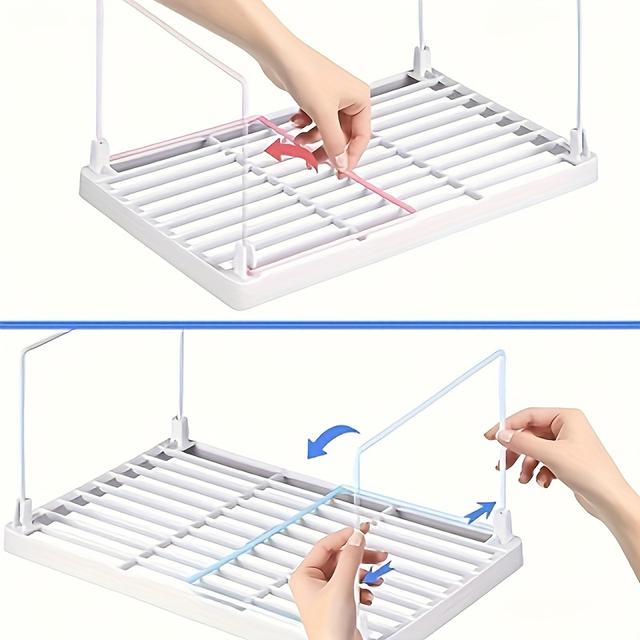 TEMU A 1pc Kitchen Storage Rack Stackable And Foldable, Resistant To Rust, Ideal For Use In Cabinets And On Countertops, Expandable, And Does Not Electricity