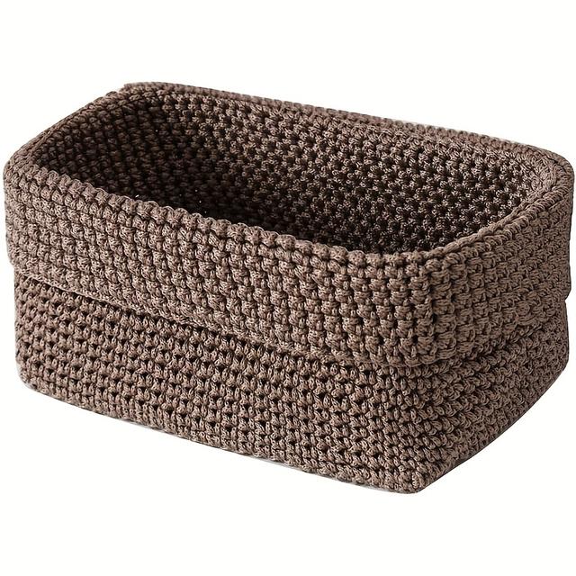 TEMU A Multifunctional Nordic-style Woven Fabric Storage Basket, An Open Storage Box, Bathroom Storage Basket, Handcrafted, Tabletop Storage Basket, Suitable For Camping And Home Decor