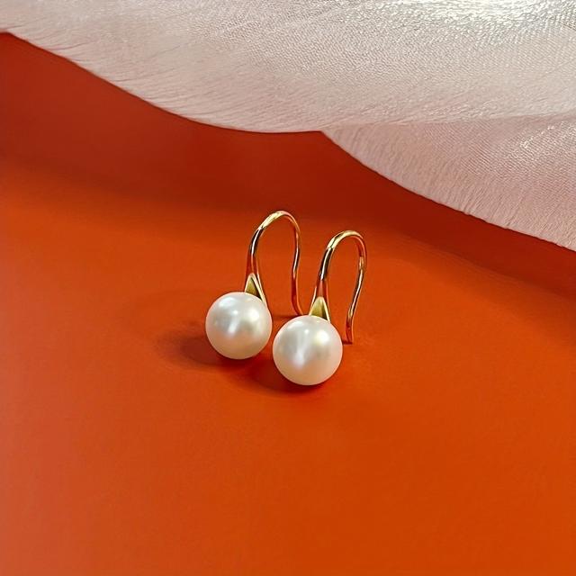 TEMU S925 Silver Earring Fashion Temperament Versatile Pearl Earhook Ladies Banquet Dress Temperament Earrings Earrings Earrings