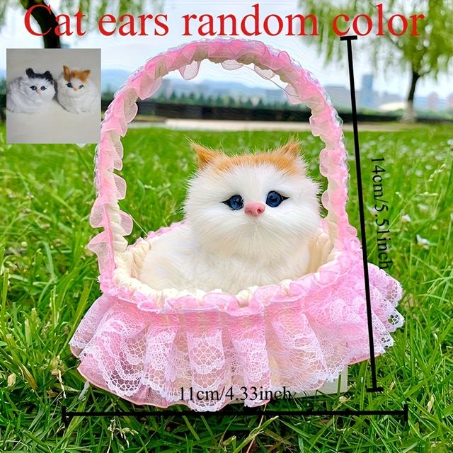 TEMU A Simulated Flower Basket With A Cat, A Plush Ornament, Handcrafted Souvenirs, Perfect Gifts