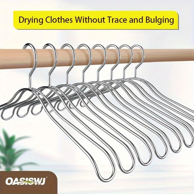 TEMU 10 Stück Doppelstrang-Kleiderbügel aus Edelstahl mit rutschfester, breiter Schulter, Anti-Spuren- und Wölbungsdesign