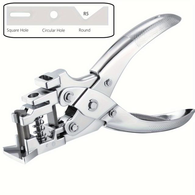 TEMU 3-in-1 Metal Handheld Punching - Elliptical, Circular, And Rounded Corner Holes For Pvc Cards, Id Badges, And Paper Cards - Sturdy Pvc Slot Puncher For Office, School, And Home Use