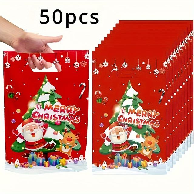 TEMU Gift For Her/him 50-pack Shimmering Bead Gift Bags - Reusable Decorative Plastic Goodie Bags For Christmas, Weddings, Birthdays, And Business Events - Ideal Party Favors And Gift Wrapping Bags