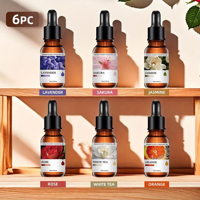 TEMU A Set Of 6 Bottles Of Dropper Essential Oils, Each 10ml, Suitable For Diffusers, Scented Candles, Burners, Fragrance Stones, Holiday Gifts, Humidifiers, And Car Air Fresheners